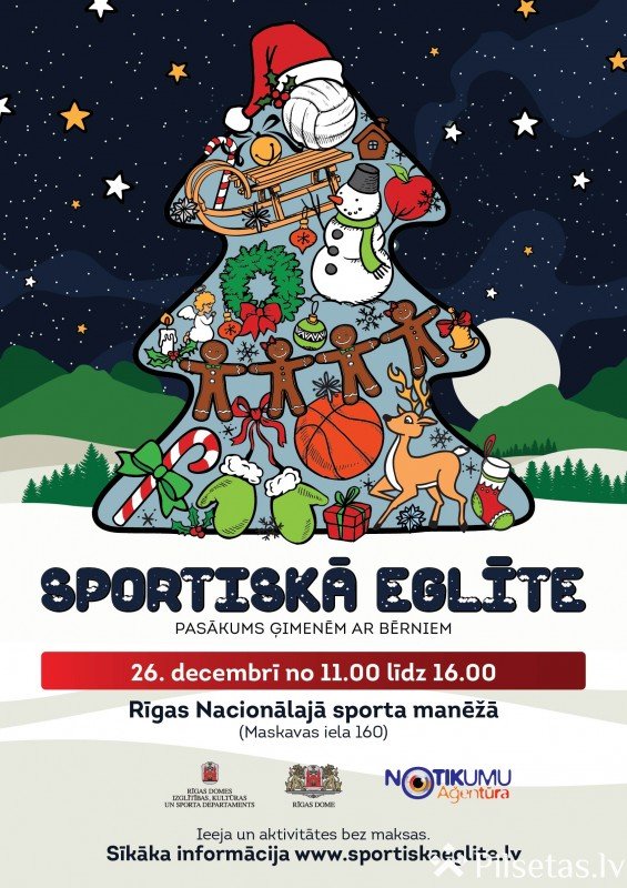 Otrajos Ziemassvētkos Rīgā notiks aktīvās atpūtas pasākumus ģimenēm „Sportiskā eglīte” 
