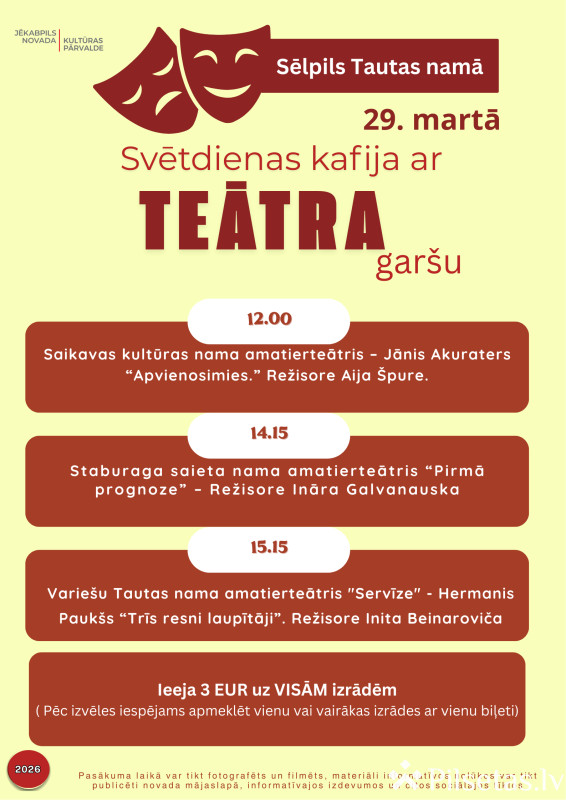 &ldquo;Svētdienas kafija ar teātra gar&scaron;u&rdquo; 2026