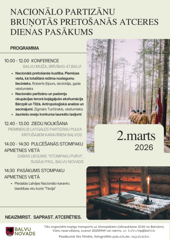 Nacionālo partizānu bruņotās preto&scaron;anās atceres dienas pasākums 2026