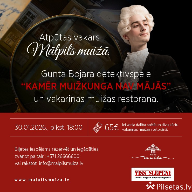 Atpūtas vakars Mālpils muižā 2026