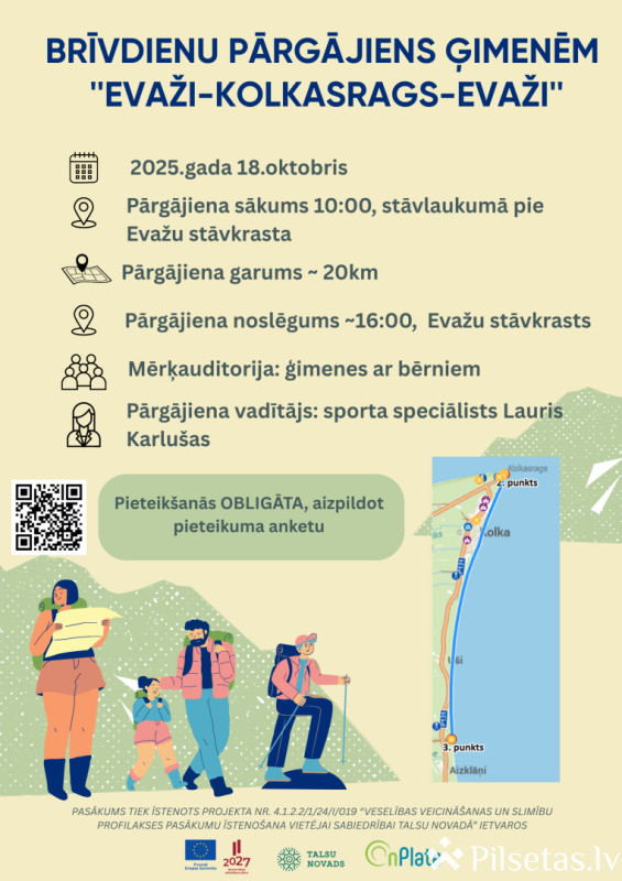 Brīvdienu pārgājiens ģimenēm „Evaži-Kolkasrags-Evaži”
