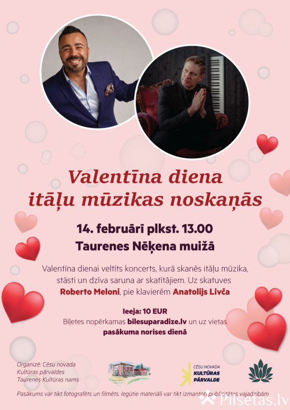 Valentīna diena itāļu mūzikas noskaņās 2026