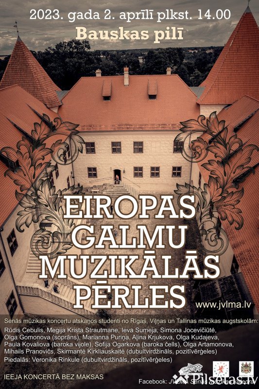 Bauskas pilī Senās mūzikas koncerts “Eiropas galmu muzikālās pērles”