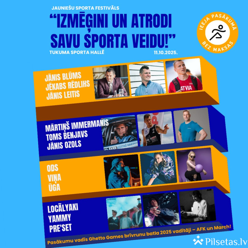 Jauniešu sporta festivāls “Izmēģini un atrodi savu sporta veidu!” jau pēc nedēļas!