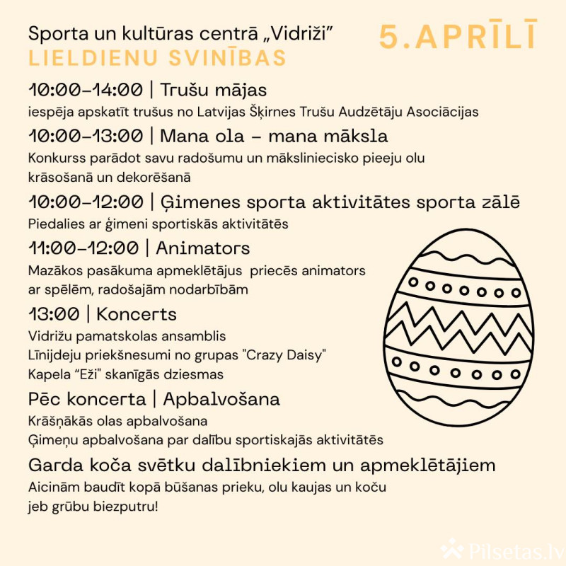 Lieldienu svinības Vidrižos 2026