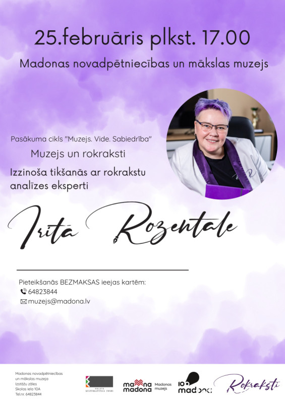 Tik&scaron;anās ar grafoloģi, rokrakstu analīzes eksperti Iritu Rozentāli. 