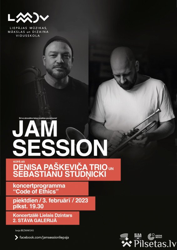 Džeza mūzikas koncerts ar Denisa Paškeviča Trio un Sebastianu Studņicki