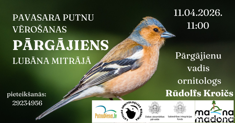 Pavasara putnu vēro&scaron;anas pārgājiens Lubāna mitrājā