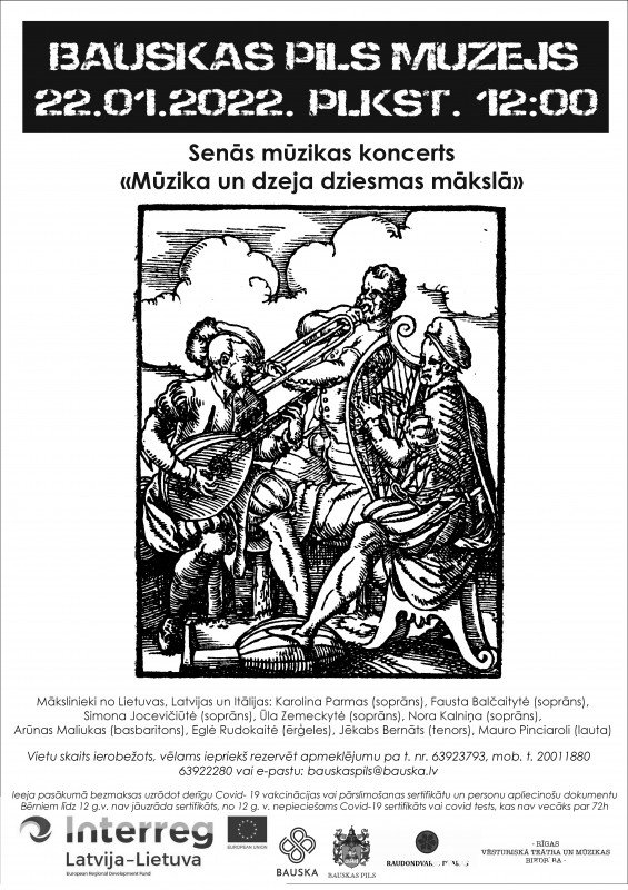 Bauskas pilī skanēs senās mūzikas koncerts “Music and poetry in the art of song"