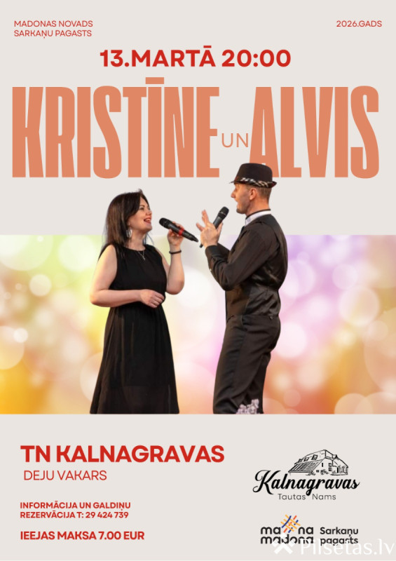 Deju vakars ar duetu KRISTĪNE un ALVIS Kalangravās